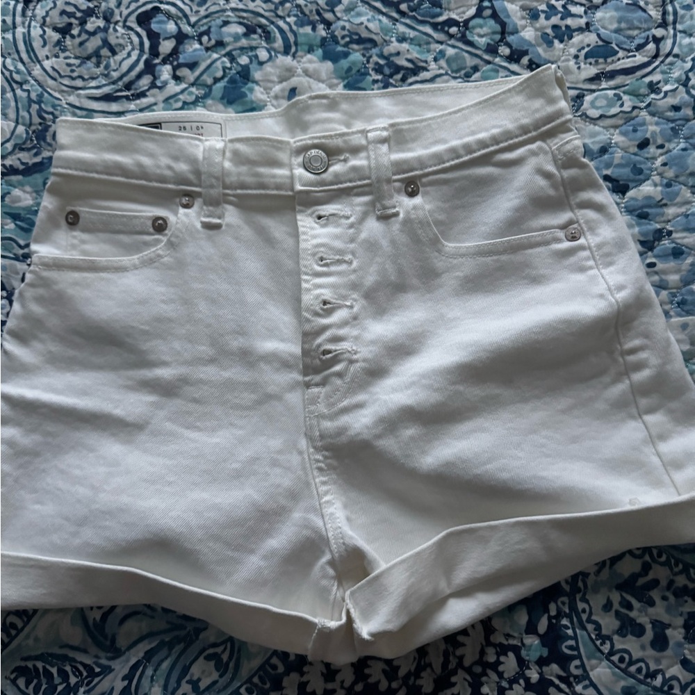 GAP White High Waist Denim Shorts